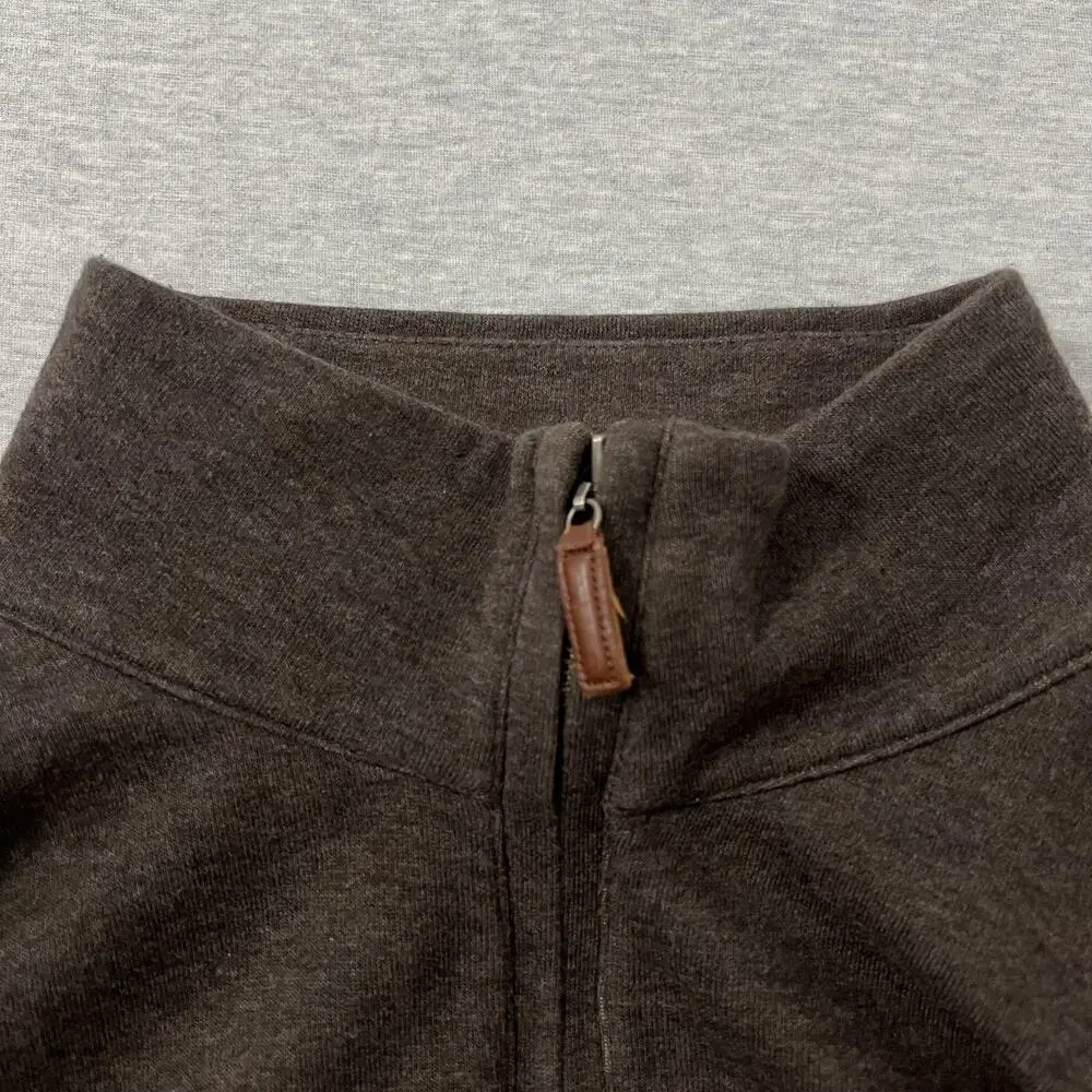Banana Republic Sweater‎ Mens XL Brown Quarter Zip Pullover Cotton Knit Y2K 2008